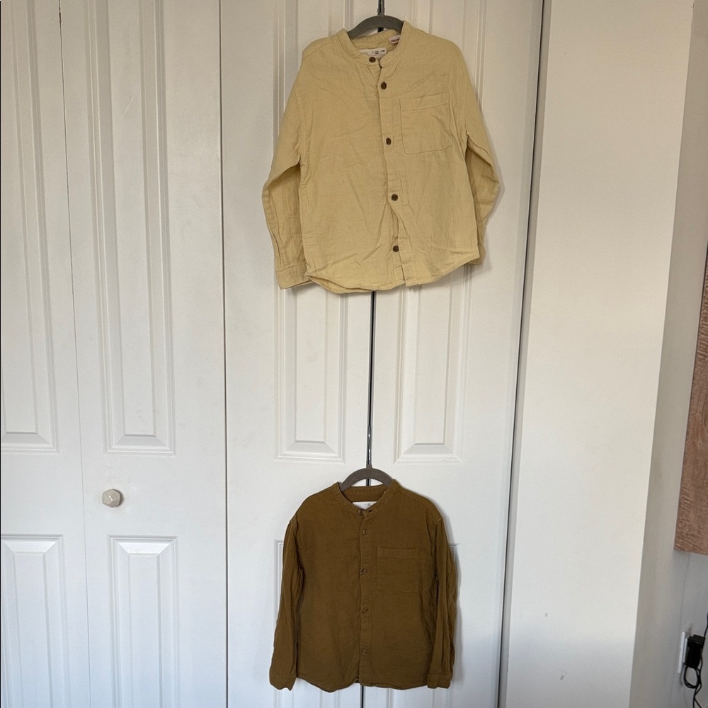 Boys Tan and Brown Button-Up shirts